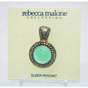 Rebecca Malone Gold Tone Green Enamel Round Slider